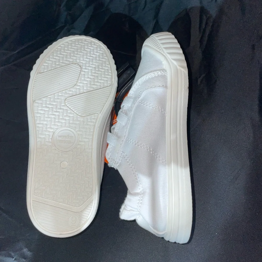 Kids unisex white sneakers, slip on tennis shoes various sizes